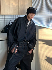 Hearujoy Autumn Trend Denim Jumpsuit Men Handsome Jeans Bodysuit Streetwear Unisex Preppy Casual Versatile Loose Two-piece Suit