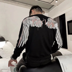 Hearujoy Y2k Pullover Harajuku Hip Hop Sweatshirt Loose Long Sleeved Men Top Oversized Wings Printed Jacket Cotton New Streetwear Men