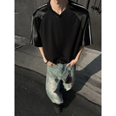 HEARUJOY - Summer Short Sleeved T-shirt Men Oversized Casual V-neck T Shirt Men Streetwear Korean Loose Pullover T Shirt Mens Top M-3XL