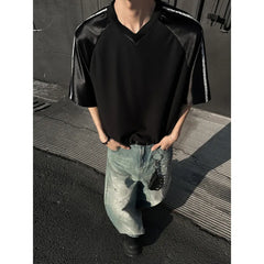 HEARUJOY - Summer Short Sleeved T-shirt Men Oversized Casual V-neck T Shirt Men Streetwear Korean Loose Pullover T Shirt Mens Top M-3XL