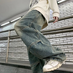 HEARUJOY - Spring and Autumn Trendy Men and Women Hip Hop Loose Straight leg Jeans American Retro Wide Leg Personalized Casual Pants y2k