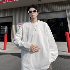 HEARUJOY - Autumn Men's Long Sleeve Cotton T Shirt Fashion Solid Loose T Shirts Mens Oversized Hip Hop Casual Mens Streetwear Top Tees