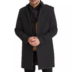 HEARUJOY - Spring and Autumn New Men's Solid Color Y2K Wool Coat Fashion Trend Casual Daily Single-Breasted Mid-Length Windbreaker Men