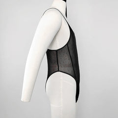 Hearujoy Mens see-through diamond suspender T-shaped mesh jumpsuit nightclub sexy youthful trendy thin breathable tight jumpsuit for men