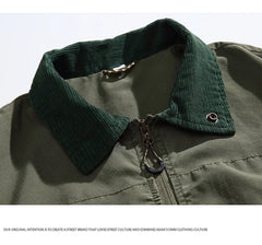 HEARUJOY - Japanese Retro Spring/Fall Outdoor Workwear Jacket Men's Quick-Dry Lapel Utility Coat Oversized Pilot Jacket with Multi-Pockets