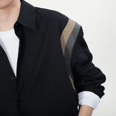 HEARUJOY - Design Sense Unique Patchwork Black Long Sleeve Trendy Brand Loose American Stylish Men's Shirt Coat