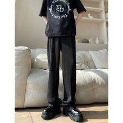 Hearujoy Summer Pleated Pants Men Oversized Fashion Casual Ice Silk Pants Men Streetwear Hip Hop Loose Wide Leg Pants Mens Trousers S-2XL