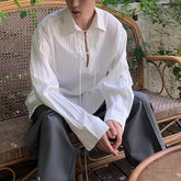 HEARUJOY - Casual Outing Regular Clothing Length Slight Stretch Fabric Casual Draped Long Sleeve Shirt Casual Style Shirt