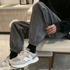 HEARUJOY - Man Sports Pants Harem Trousers Comfortable Y2k Cool Autumn Winter Casual Korean Sweatpants for Men Fleece-lined and Extra Thick