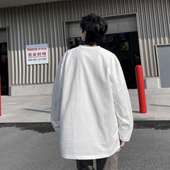 HEARUJOY - Fall Korean O Neck Long Sleeve T Shirt Men Cotton Fashion Letter Print Trend Casual Harajuku Oversized Couples Clothing Tops Tee