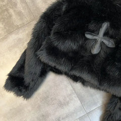Hearujoy Fur cotton coat winter women's coat lapel long sleeve patch PU cross cotton coat 2024 trendy brand tops