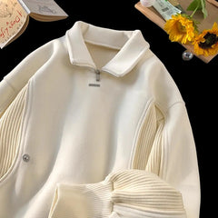 HEARUJOY - American autumn and winter street fashion personalized stand up collar half zipper couple loose retro casual Harajuku top y2k