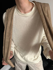 HEARUJOY - Daily Casual Breathable Loose T Shirts Mens Spring Autumn Fashion Solid Color Pullovers Men Leisure Long Sleeve O Neck T-shirt