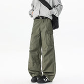 HEARUJOY - Retro Street Thin Multi Pocket Casual Work Pants For Men And Women High Street Loose Straight Leg Cleanfit Wide Leg Cargo Pants