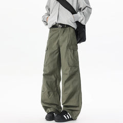 HEARUJOY - Retro Street Thin Multi Pocket Casual Work Pants For Men And Women High Street Loose Straight Leg Cleanfit Wide Leg Cargo Pants