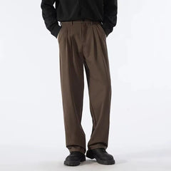 HEARUJOY - Men's Straight Casual Trousers Hong Kong Style Retro Fashion Simple Loose Versatile Commuting Daily 2025 New Men's Clothing