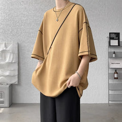 HEARUJOY - Summer Short Sleeve T-shirt Men Fashion Casual White Oversized T Shirt Men Streetwear Hip Hop Loose O-Neck Tshirt Mens Top S-2XL