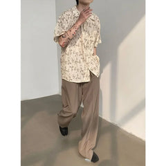 Hearujoy 2024 Summer New Thin Floral Shirt Men Short Sleeve Japanese Retro Lapel Casual Print Loose All-match Hawaiian Shirt for Men