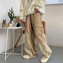 Hearujoy Baggy Black Cargo Pants for Men Khaki Cargo Trousers Male Harajuku Loose Casual Autumn Japanese Streetwear Hip Hop Retro