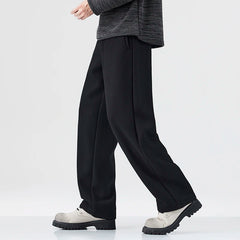 HEARUJOY - New Autumn Japanese Retro Lambswool Casual Suit Pants - Men's Relaxed Straight-Leg Versatile American Streetwear