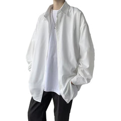 HEARUJOY - Casual Korean Style Clothing Harajuku Button Up Blouse Korean Style Shirt Long Sleeve Design Regular Clothing Length