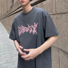 Hearujoy Pure Cotton American High Street Short-Sleeved T-Shirt For Men Summer Casual Loose Large Size Trendy Printed Hip-Hop Top