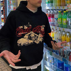 Hearujoy Men's Fashionable Hoodie American Style Print Hip-Hop High Street Retro Trendy Casual Hooded Sweatshirt Spring And Autumn