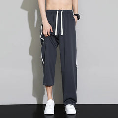 Hearujoy Summer New Sweatpants Men Joggers Wide Leg Pants Neutral Breathable Loose Outdoor Quick Drying Fabric Fashion Casual Trousers