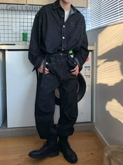 Hearujoy Autumn Trend Denim Jumpsuit Men Handsome Jeans Bodysuit Streetwear Unisex Preppy Casual Versatile Loose Two-piece Suit