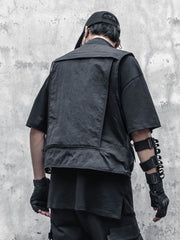 Hearujoy Techwear Black Cargo Biker Vest Without Sleeve Tank Tops Men Sleeveless Top Men Clothing Japanese Streetwear Hip Hop