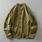 HEARUJOY - Autumn Men's Sold Color Bomber Jacket Double-sided Knitted Japanese Men's Sports Leisure Baseball Collar Single-breasted Jacket