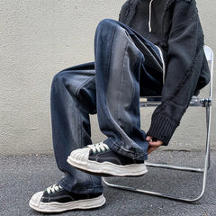 HEARUJOY - New High Street Colorblock Jeans For Men Y2K Baggy Patchwork Denim Trousers Wide-leg Gradient Straight Pantalones Hombre