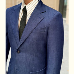 HEARUJOY - British Men Blazer Hombre Fashion Denim Blue Blazer Homme Suit Jacket Chaqueta Hombre Formal Trendy Men Blazer Masculino Jacket