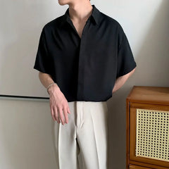 HEARUJOY - Green Black White Man Shirt Short Sleeve Plain Shirts for Men Cheap Brand Sale New in High Quality Luxury Summer with Collar