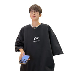 HEARUJOY - T Shirt Oversized Cotton For Men White Men's Letter Print T-shirts 5XL Men Casual Wear Summer Tee Shirts Unisex Big Size