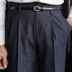 HEARUJOY - High Waist Trousers Pant For Man OfficeTrouser Business Casual Pant British Social Club Outfits Pantalones Hombre Excluding Belt