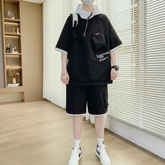 HEARUJOY - Summer 2 Pieces Set Tracksuit Men's Hoodies T-Shirt Shorts Harajuku Streetwear Oversized Men Sets Short Outfits Suits