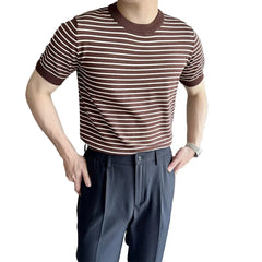 HEARUJOY - Crew Neck Blouse Men Korean Style T-shirt Applicable Gender Men Brand New Condition Korean Style Fashion Summer Casual Outfit