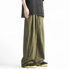 HEARUJOY - Y2K Men Streetwear Cargo Pants Korean Cotton Line Trousers Men Wide Leg Pants Solid Color Loose Joggers Baggy Harem Pants