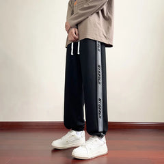 HEARUJOY - Side Stripe Joggers Men Trousers Autumn High Street Vibe Korean Wide-leg Trousers Casual Niche Straight-leg Loose Sports Pants