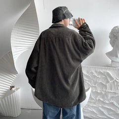 HEARUJOY - New Men's Corduroy Shirt Jacket Handsome Long-sleeved Top