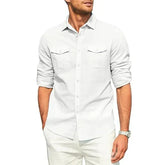 Hearujoy 2024 New Men's Casual Blouse Cotton Shirt Loose Tops Long Sleeve Tee Shirt Spring Autumn Casual Handsome Men's Shirts