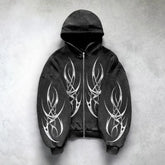 Hearujoy Harajuku Personalized Irregular Geometric Print Oversized Hoodie for Women Y2K Streetwear Casual Hip-Hop Couple baggy Sweatshirt