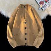 HEARUJOY - Autumn Winter New Korean Fashion Trend Versatile Casual Cardigan V-neck Sweater Men's Jacquard Comfortable Breathable Jacket