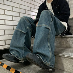 HEARUJOY - Spring and Autumn Trendy Men and Women Hip Hop Loose Straight leg Jeans American Retro Wide Leg Personalized Casual Pants y2k