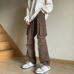HEARUJOY - Spring Summer Multi Pocket Straight Cargo Pants for Men Designer Techwear Korean Style Luxury New in Casual Baggy Trousers Man