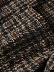 HEARUJOY - Autumn Winter American-style Brushed Fleece Skin-friendly Warm Breathable Loose-fit Casual Turn-collar Check Plaid Shirt for Men