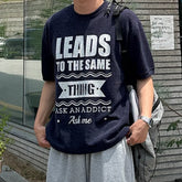 HEARUJOY - Korean Style Men's Tees Round Neck Letter Printing Casual Tops Contrast Color Short Sleeved Male Pullover T-shirt