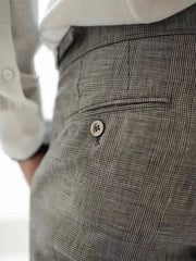 HEARUJOY - Vintage Naples Linen Pants Men British Style High Waist Slim Fit Trousers Spring Summer Fashion Casual Ankle-Length Suit Pants