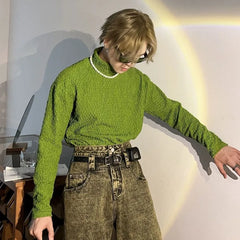 HEARUJOY - Unicolor Men's T-shirts Japan One Piece Designer Quotes Emo Size Plain Sweatshirt Bulk Aesthetic Spring Turtleneck Male Pullover